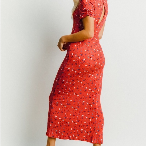 NWT Free People Caroline Red Midi Bodycon Dress - Picture 2 of 3